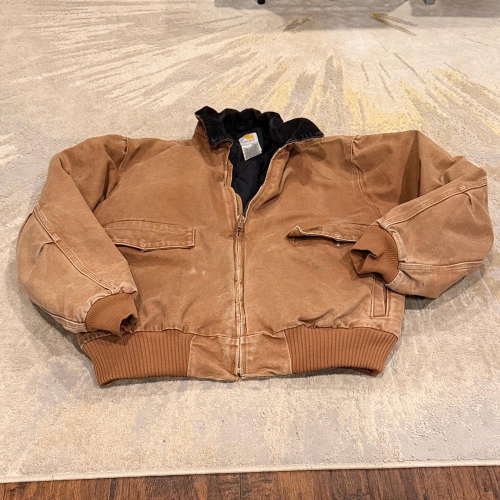 carhart 4806 full zip quilted liner light brown jacket size XL in GUC